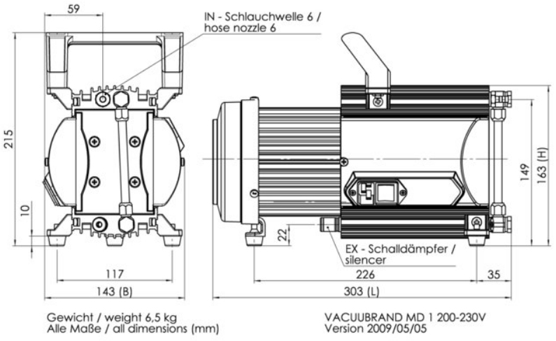 VACUUBRAND GMBH MD 1 Membran VakuumPumpe / Diaphragm Vacuum Pump